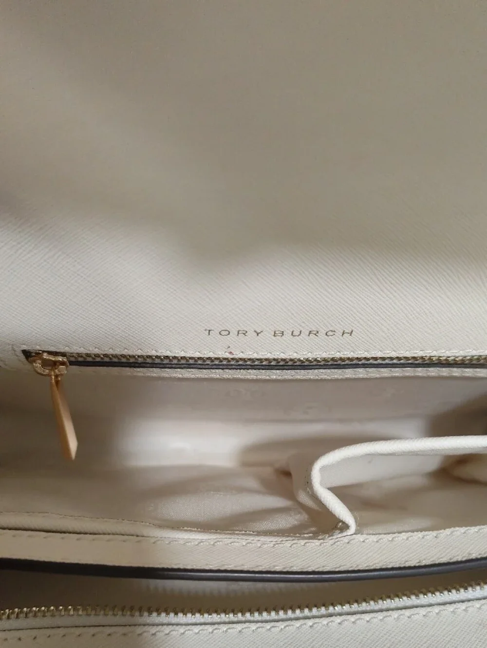 Tory Burch Cream Crossbody Bag with Gold Logo